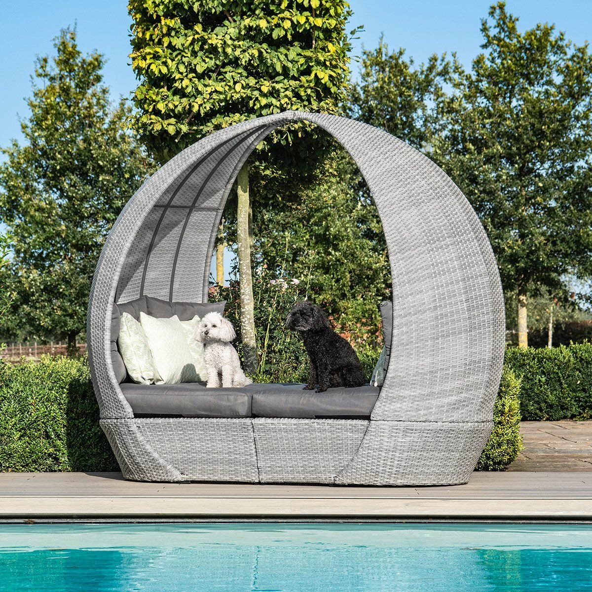 Z Ascot Lit de repos en rotin avec coussins résistants aux intempéries