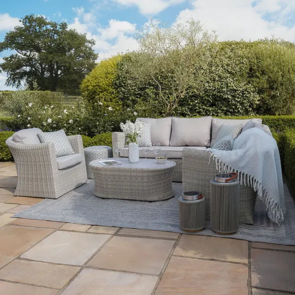Oxford Petit ensemble canapé d'angle en rotin avec fauteuil – Ceramic Glass