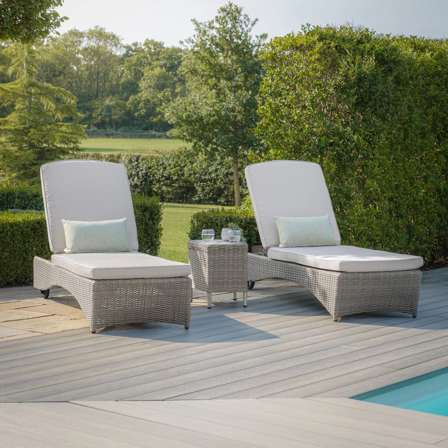 Oxford Ensemble de chaises longues en rotin – Ceramic Glass