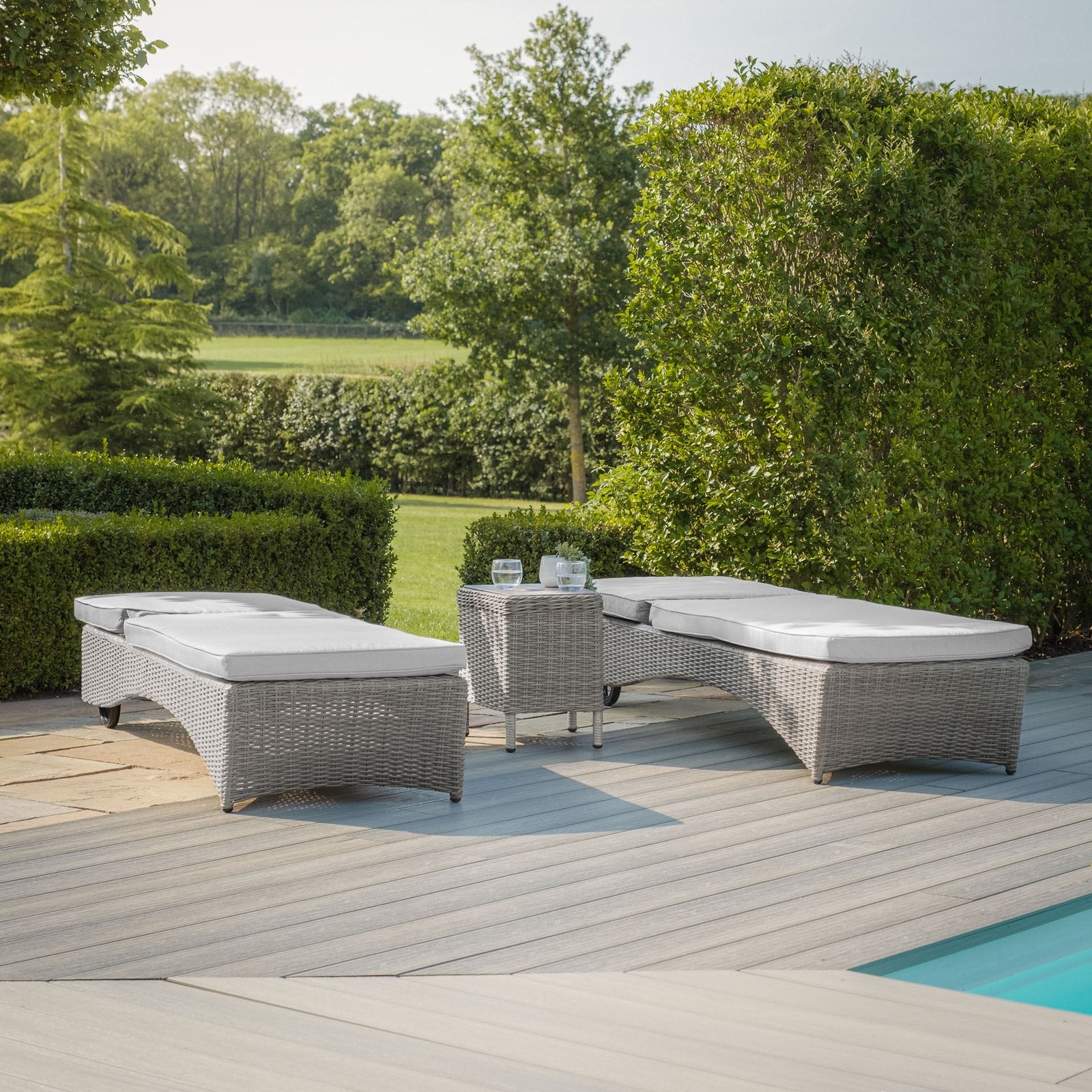 Oxford Ensemble de chaises longues en rotin – Ceramic Glass