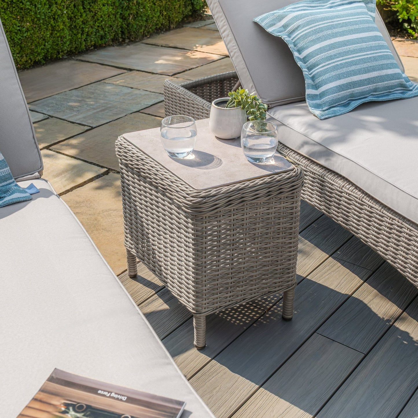 Oxford Ensemble de chaises longues en rotin – Ceramic Glass