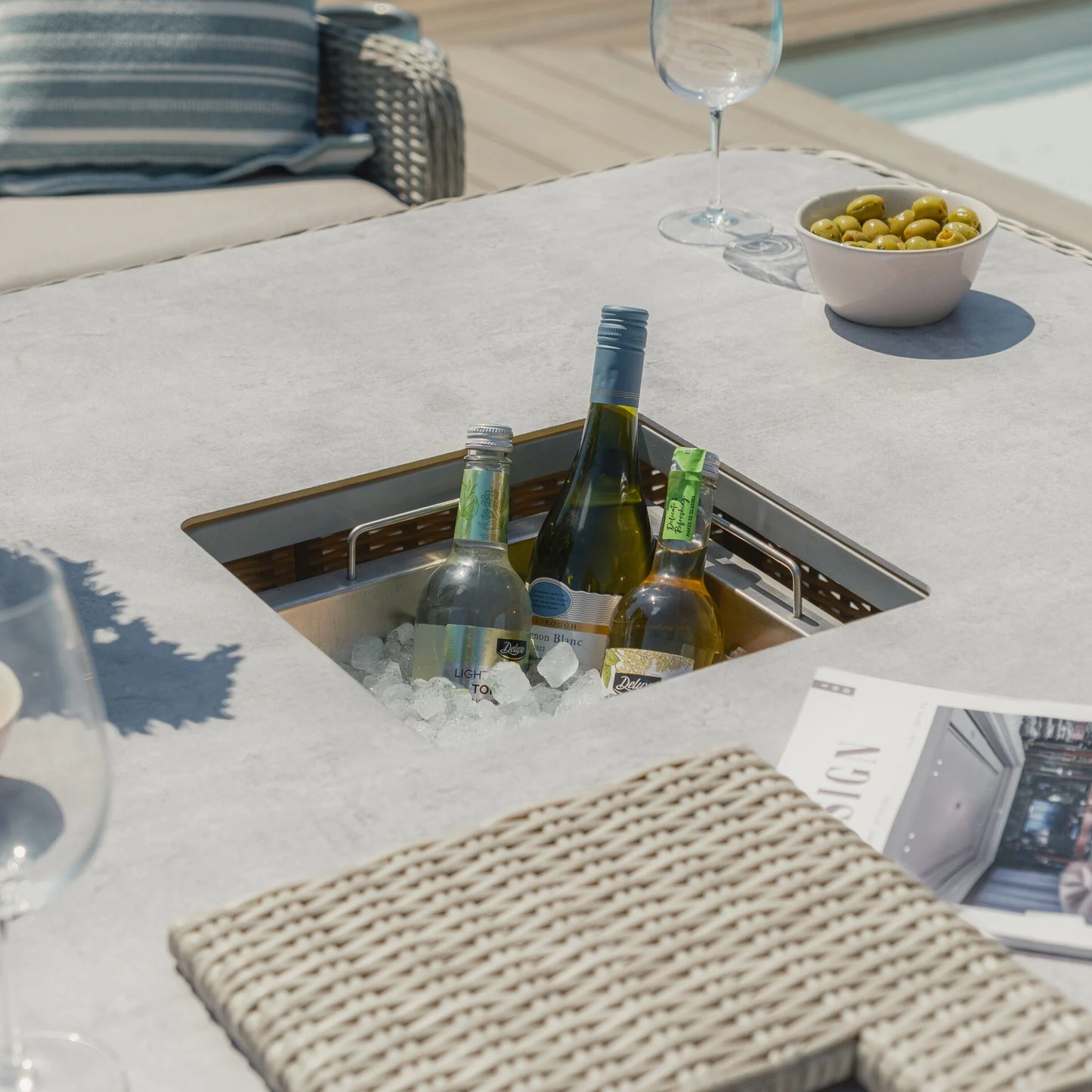 A Oxford Ensemble de canapés en rotin royal en forme de U avec table relevable – Ceramic Glass