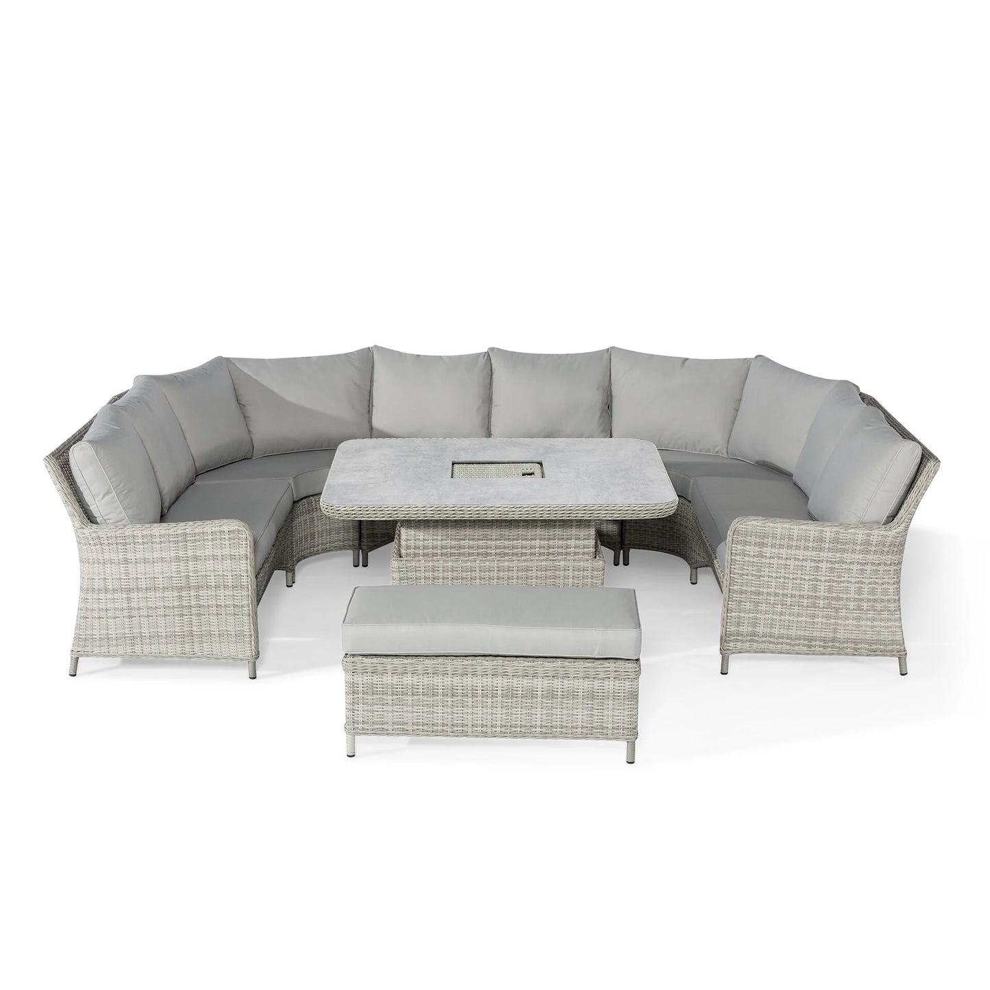 A Oxford Ensemble de canapés en rotin royal en forme de U avec table relevable – Ceramic Glass