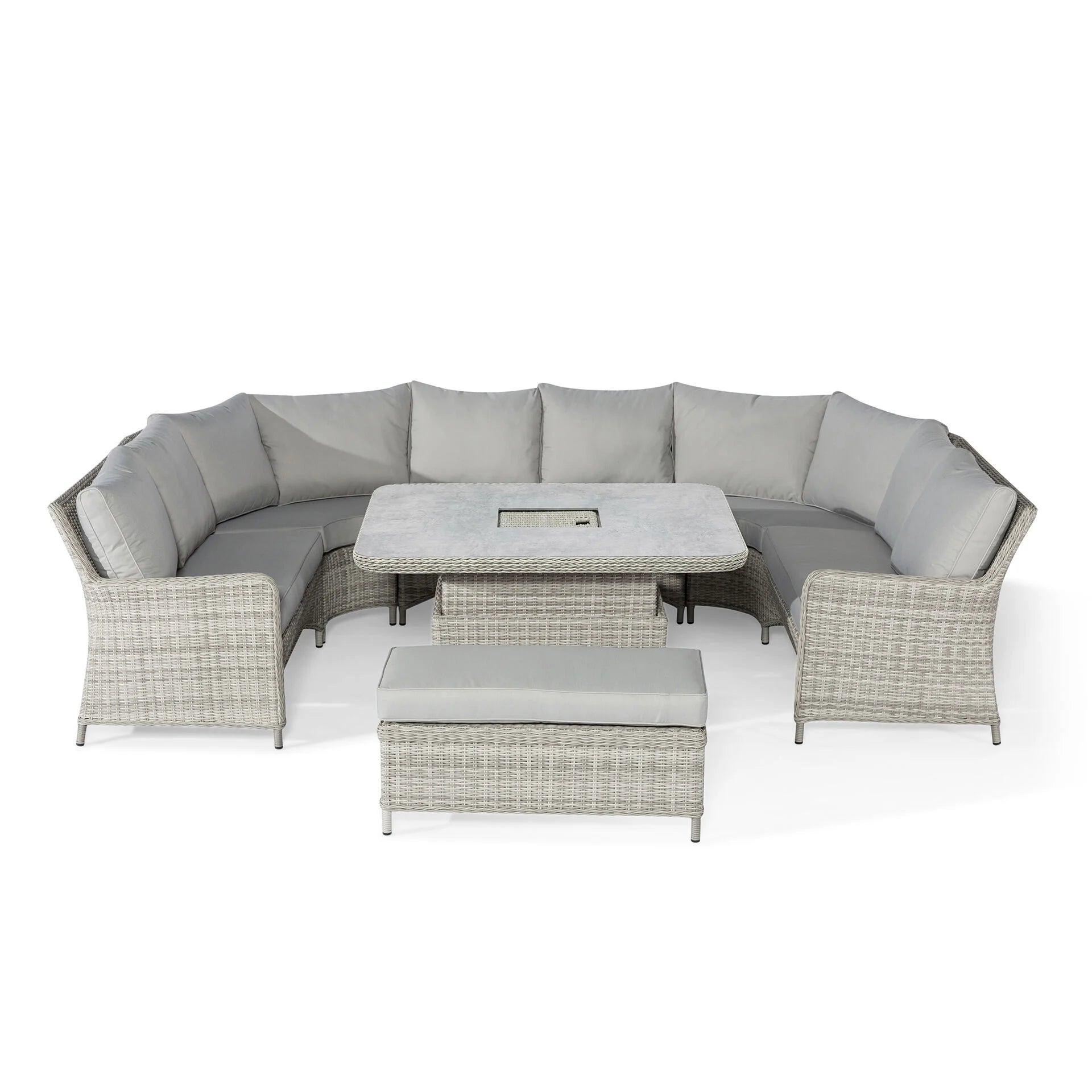 A Oxford Ensemble de canapés en rotin royal en forme de U avec table relevable – Ceramic Glass