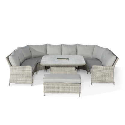 A Oxford Ensemble de canapés en rotin royal en forme de U avec table relevable – Ceramic Glass