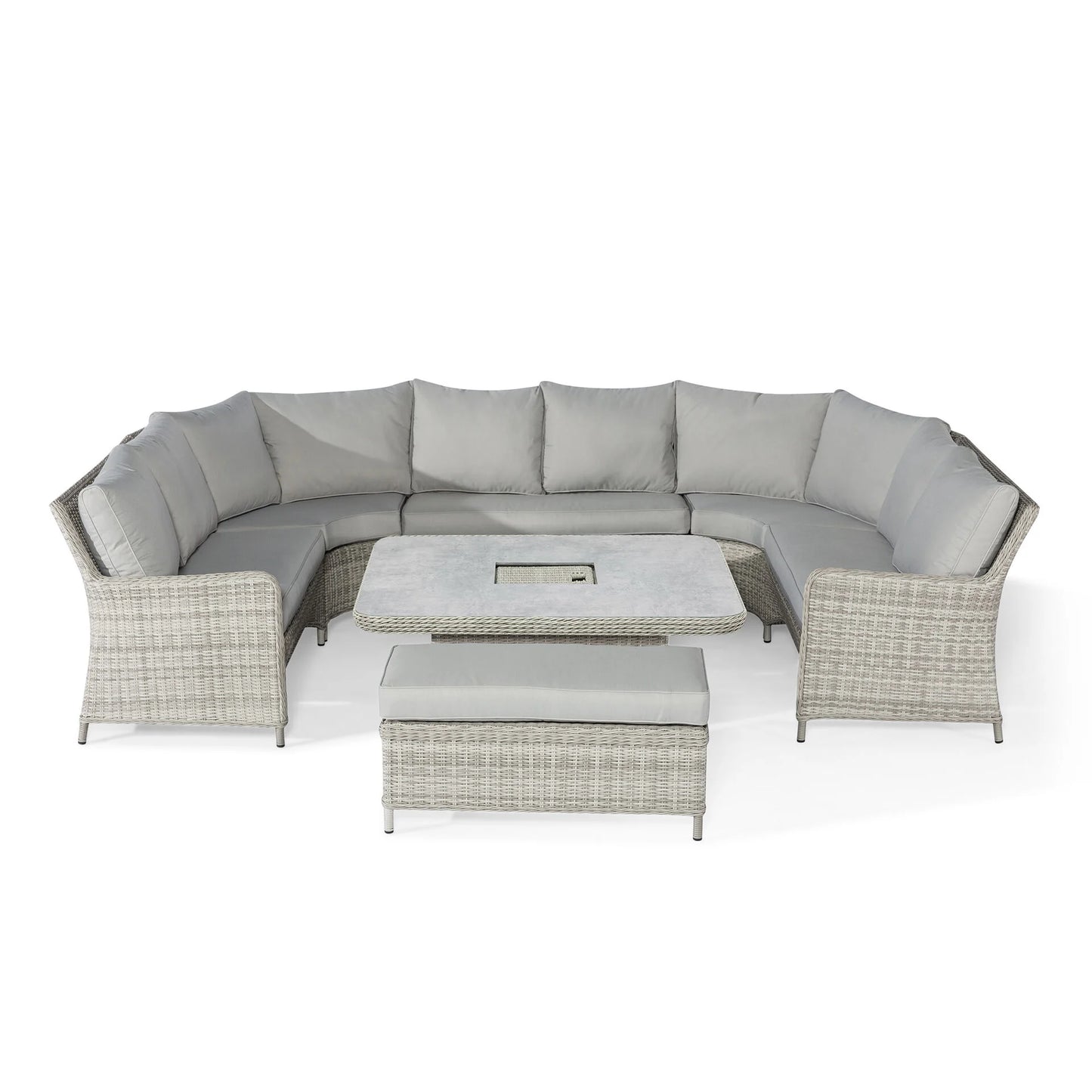 A Oxford Ensemble de canapés en rotin royal en forme de U avec table relevable – Ceramic Glass