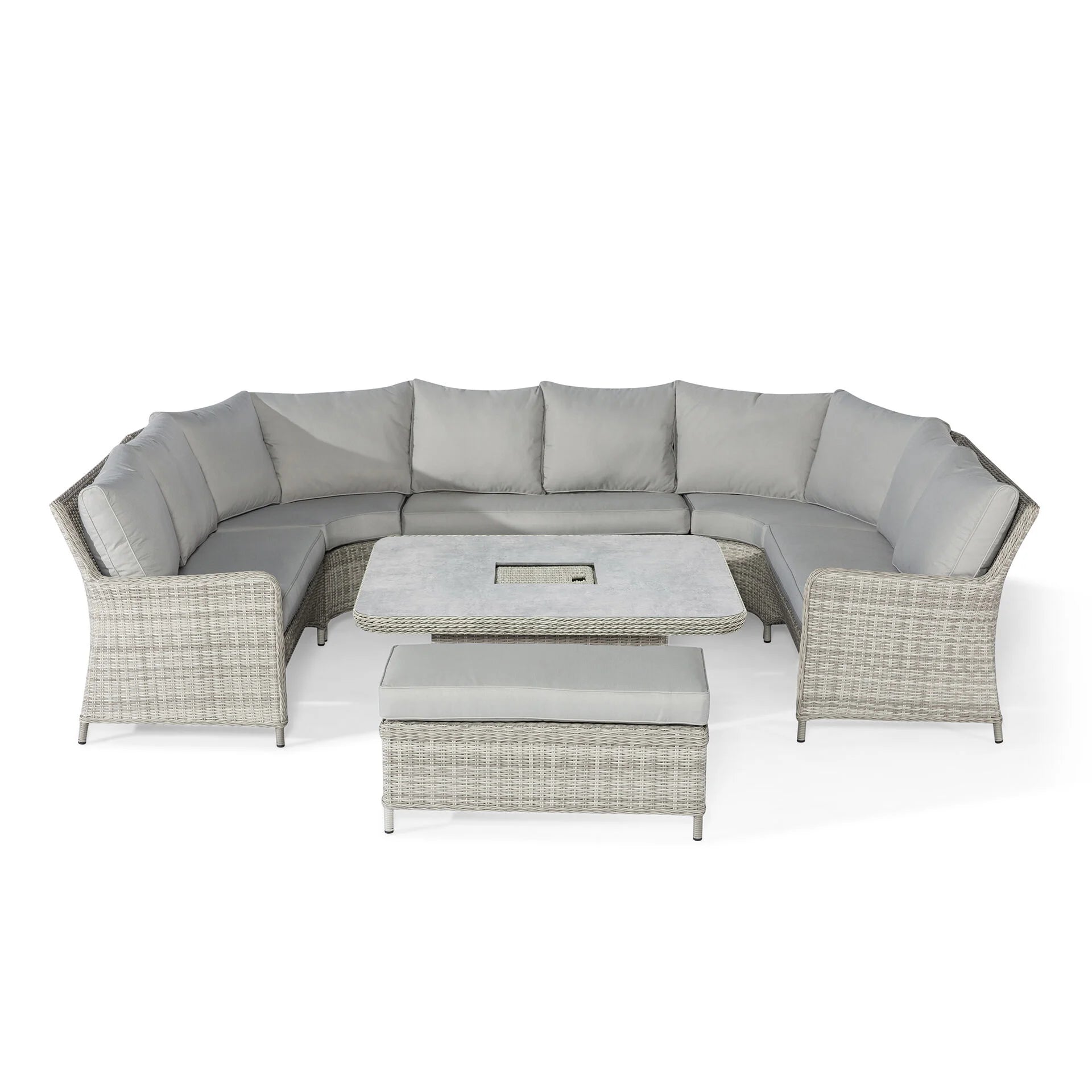 A Oxford Ensemble de canapés en rotin royal en forme de U avec table relevable – Ceramic Glass