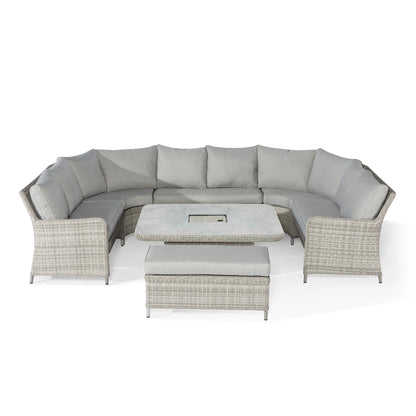 A Oxford Ensemble de canapés en rotin royal en forme de U avec table relevable – Ceramic Glass