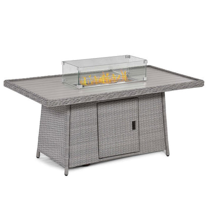 Ensemble de salle à manger avec canapé en rotin 3 places B avec table de foyer et coussins résistants aux intempéries